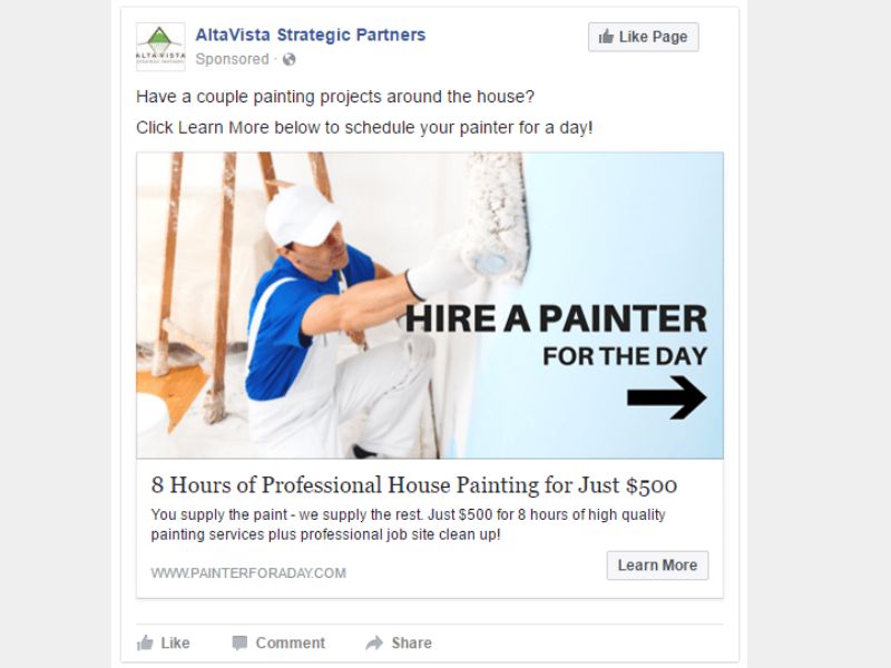 Using different types of Facebook ads format for painters to boost your campaign
