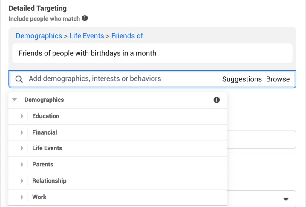 Facebook's Detailed Targeting feature maximizes your ad’s effectiveness by helping you reach the right audience
