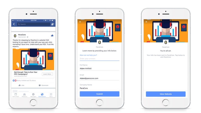 Facebook lead generation ads.
