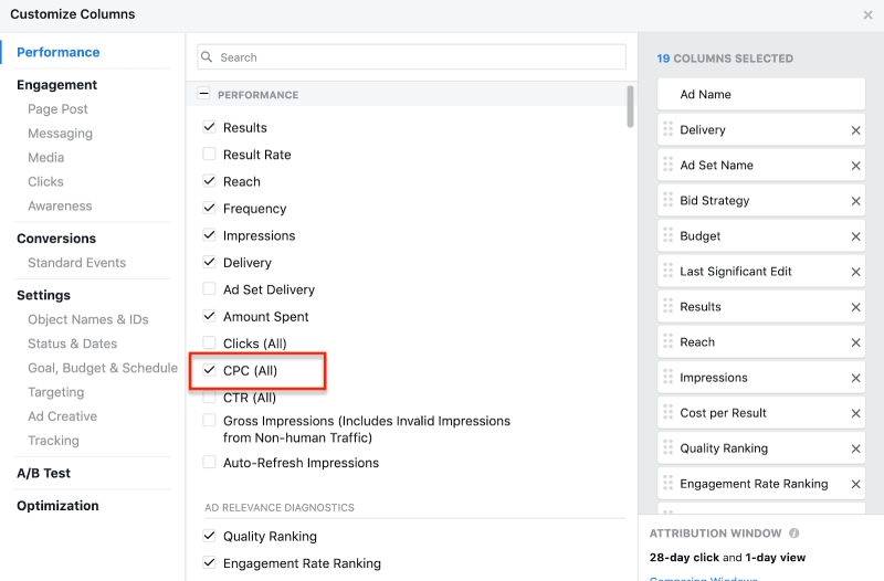Select cpc all to track cost per click.
